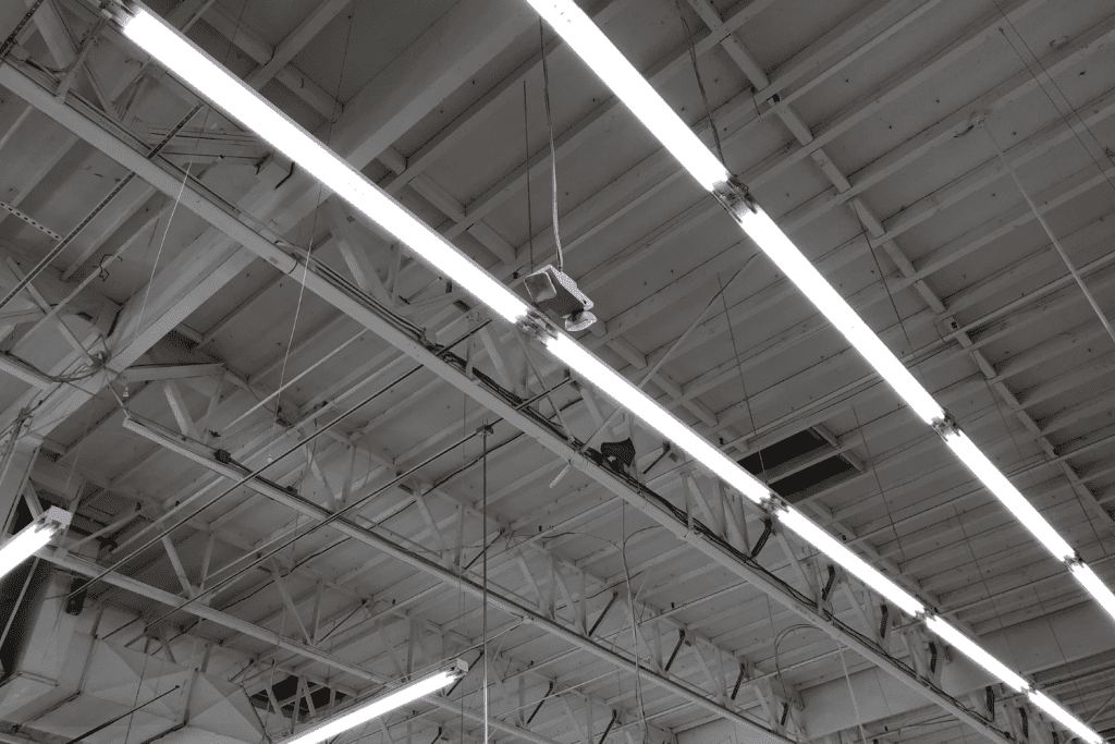 fluorescent tubes for lighting in an industrial building